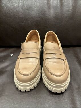 Miz Mooz Legend Chunky Loafer -Chunky Taupe Leather Platform Loafers EU 41